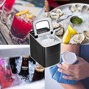 AGLUCKY Ice Maker Machine for Countertop, Portable Ice Cube Makers, Make 26 lbs ice in 24 hrs,Ice Cube Rready in 6-8 Mins with Ice Scoop and Basket for Home/Office/Bar (Black)