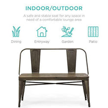 Load image into Gallery viewer, Best Choice Products 42in Indoor Outdoor Industrial Metal Rustic Farmhouse Dining Bench for Patio, Entryway, Garden, Backyard w/Wooden Seat, Removable Backrest, Non-Marring Foot Caps - Espresso
