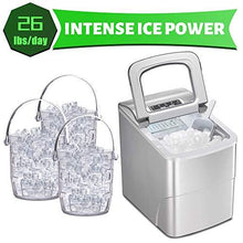 Load image into Gallery viewer, AGLUCKY Counter top Ice Maker Machine,Compact Automatic Ice Maker,9 Cubes Ready in 6-8 Minutes,Portable Ice Cube Maker with Scoop and Basket,Perfect For Home/Kitchen/Office/Bar (Silver)
