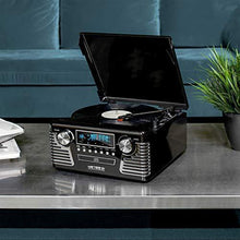 Load image into Gallery viewer, Victrola 50's Retro Bluetooth Record Player &amp; Multimedia Center with Built-in Speakers - 3-Speed Turntable, CD Player, AM/FM Radio | Vinyl to MP3 Recording | Wireless Music Streaming | Black
