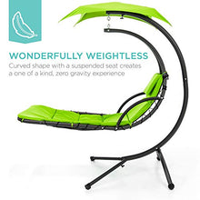 Load image into Gallery viewer, Best Choice Products Outdoor Hanging Curved Chaise Lounge Chair Swing for Backyard, Patio w/ Built-In Pillow, Removable Canopy, Stand - Green
