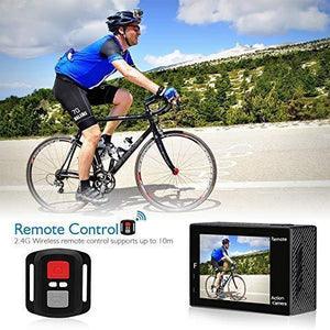 AKASO Brave 4 4K 20MP WiFi Action Camera Ultra HD with EIS 30m Underwater Waterproof Camera Remote Control 5X Zoom Underwater Camcorder with 2 Batteries and Helmet Accessories Kit