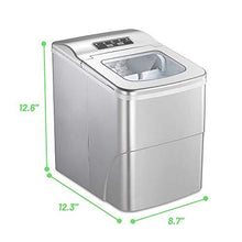 Load image into Gallery viewer, AGLUCKY Counter top Ice Maker Machine,Compact Automatic Ice Maker,9 Cubes Ready in 6-8 Minutes,Portable Ice Cube Maker with Scoop and Basket,Perfect For Home/Kitchen/Office/Bar (Silver)

