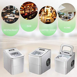 AGLUCKY Counter top Ice Maker Machine,Compact Automatic Ice Maker,9 Cubes Ready in 6-8 Minutes,Portable Ice Cube Maker with Scoop and Basket,Perfect For Home/Kitchen/Office/Bar (Silver)