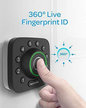 Load image into Gallery viewer, U-Bolt Pro Bluetooth Enabled Fingerprint and Keypad Smart Deadbolt + Bridge WiFi Adaptor | 6-in-1 Keyless Entry | Control Remotely Via Smartphone | Fingerprint ID | Anti-peep Code | Auto Unlock &amp; Lock
