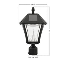 Load image into Gallery viewer, Gama Sonic GS-105FPW-BW Baytown II, Outdoor Solar Light and 3" Pole Pier &amp; Wall Mount Kits, Lamp Only, Bright White LED, Black
