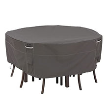 Load image into Gallery viewer, Classic Accessories Ravenna Water-Resistant 108 Inch Round Patio Table &amp; Chair Set Cover, Outdoor Table Cover

