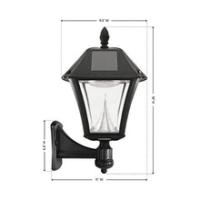 Load image into Gallery viewer, Gama Sonic GS-105FPW-BW Baytown II, Outdoor Solar Light and 3" Pole Pier &amp; Wall Mount Kits, Lamp Only, Bright White LED, Black
