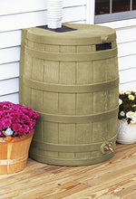 Load image into Gallery viewer, Good Ideas Rain Wizard 50 Gallon Plastic Outdoor Home Rain Barrel Water Storage Collector with Brass Spigot and Flat Back Design, Khaki
