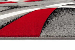 2305 Gray Black Red White Swirls 5'2 x7'2 Modern Abstract Area Rug Carpet by Persian-Rugs