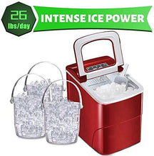 Load image into Gallery viewer, AGLUCKY Counter top Ice Maker Machine,Compact Automatic Ice Maker,9 Cubes Ready in 6-8 Minutes,Portable Ice Cube Maker with Scoop and Basket,Perfect for Home/Kitchen/Office/Bar (Red)
