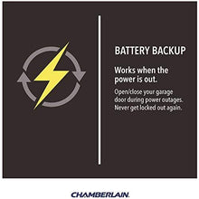 Load image into Gallery viewer, Chamberlain B970T Smart Garage Door Opener with Battery Backup - myQ Smartphone Controlled - Ultra Quiet, Strong Belt Drive and MAX Lifting Power, 1.25 HP, Wireless Keypad Included, Blue
