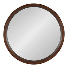 Load image into Gallery viewer, Kate and Laurel Hutton Round Decorative Modern Wood Frame Wall Mirror, 22 Inch Diameter, Walnut Finish
