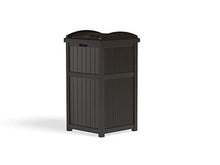 Load image into Gallery viewer, Suncast 33 Gallon Can Resin Outdoor Trash Hideaway with Lid Use in Backyard, Deck, or Patio, Brown
