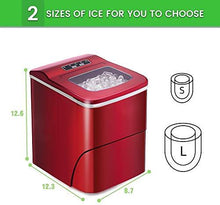 Load image into Gallery viewer, AGLUCKY Counter top Ice Maker Machine,Compact Automatic Ice Maker,9 Cubes Ready in 6-8 Minutes,Portable Ice Cube Maker with Scoop and Basket,Perfect for Home/Kitchen/Office/Bar (Red)

