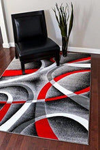 Load image into Gallery viewer, 2305 Gray Black Red White Swirls 5&#39;2 x7&#39;2 Modern Abstract Area Rug Carpet by Persian-Rugs
