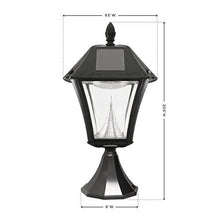 Load image into Gallery viewer, Gama Sonic GS-105FPW-BW Baytown II, Outdoor Solar Light and 3" Pole Pier &amp; Wall Mount Kits, Lamp Only, Bright White LED, Black

