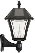 Load image into Gallery viewer, Gama Sonic GS-105FPW-BW Baytown II, Outdoor Solar Light and 3" Pole Pier &amp; Wall Mount Kits, Lamp Only, Bright White LED, Black
