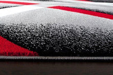 Load image into Gallery viewer, 2305 Gray Black Red White Swirls 5&#39;2 x7&#39;2 Modern Abstract Area Rug Carpet by Persian-Rugs
