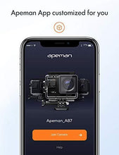 Load image into Gallery viewer, APEMAN 4K 60FPS Action Camera A87,Touch Screen 20MP Wi-Fi EIS 8X Zoom Remotor Control Sports Cam 40M Waterproof Underwater Vlog Camcoder with Mounting Accessories Kit and Carrying Case
