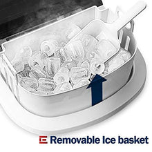 Load image into Gallery viewer, Euhomy Ice Maker Machine Countertop, 26 lbs in 24 Hours, 9 Cubes Ready in 6 Mins, Electric ice maker and Compact potable ice maker with Ice Scoop and Basket. Perfect for Home/Kitchen/Office.(Sliver)
