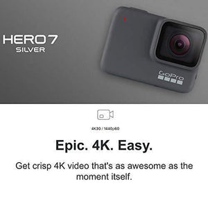 GoPro HERO7 Silver - E-Commerce Packaging - Waterproof Digital Action Camera with Touch Screen 4K HD Video 10MP Photos Live Streaming Stabilization