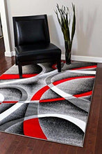 Load image into Gallery viewer, 2305 Gray Black Red White Swirls 5&#39;2 x7&#39;2 Modern Abstract Area Rug Carpet by Persian-Rugs

