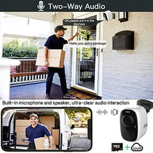 Load image into Gallery viewer, Wireless WiFi Security Camera for Outdoor/Home Battery Powered, 1080P Video/Color Night Vision/AI Motion Detection, Siren Alarm and Spotlight, 2-Way Audio, Waterproof, SD/Cloud (White)
