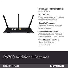 Load image into Gallery viewer, NETGEAR Nighthawk Smart Wi-Fi Router, R6700 - AC1750 Wireless Speed Up to 1750 Mbps | Up to 1500 Sq Ft Coverage &amp; 25 Devices | 4 x 1G Ethernet and 1 x 3.0 USB Ports | Armor Security
