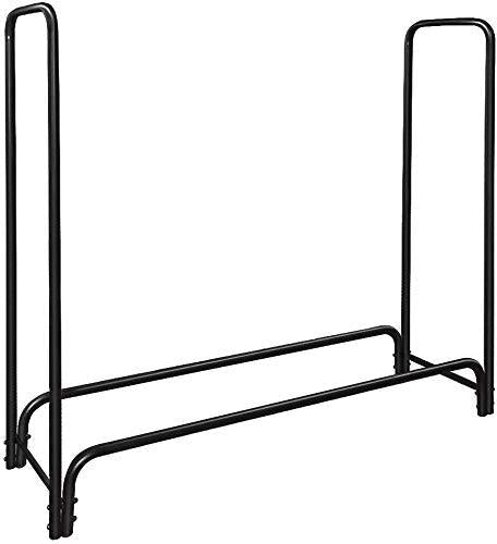 Amagabeli 4ft Firewood Rack Outdoor Log Rack Holder Fireplace Heavy Duty Wood Stacker Patio Deck Metal Kindling Logs Storage Stand Steel Tubular Wood Pile Racks Outside Accessories Black without Cover