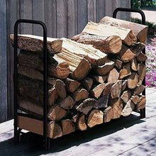 Load image into Gallery viewer, Amagabeli 4ft Firewood Rack Outdoor Log Rack Holder Fireplace Heavy Duty Wood Stacker Patio Deck Metal Kindling Logs Storage Stand Steel Tubular Wood Pile Racks Outside Accessories Black without Cover
