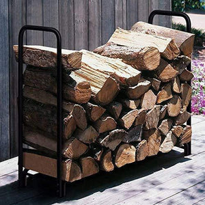 Amagabeli 4ft Firewood Rack Outdoor Log Rack Holder Fireplace Heavy Duty Wood Stacker Patio Deck Metal Kindling Logs Storage Stand Steel Tubular Wood Pile Racks Outside Accessories Black without Cover