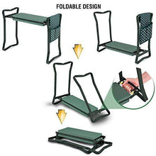 Load image into Gallery viewer, Garden Kneeler And Seat - Protects Your Knees, Clothes From Dirt &amp; Grass Stains - Foldable Stool For Ease Of Storage - EVA Foam Pad - Sturdy and Lightweight - Bench Comes With A Free Tool Pouch!
