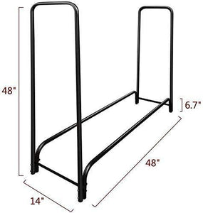 Amagabeli 4ft Firewood Rack Outdoor Log Rack Holder Fireplace Heavy Duty Wood Stacker Patio Deck Metal Kindling Logs Storage Stand Steel Tubular Wood Pile Racks Outside Accessories Black without Cover