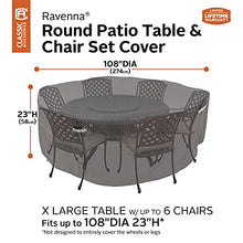 Load image into Gallery viewer, Classic Accessories Ravenna Water-Resistant 108 Inch Round Patio Table &amp; Chair Set Cover, Outdoor Table Cover

