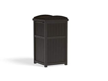 Load image into Gallery viewer, Suncast 33 Gallon Can Resin Outdoor Trash Hideaway with Lid Use in Backyard, Deck, or Patio, Brown
