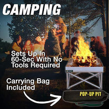 Load image into Gallery viewer, FIRESIDE OUTDOOR Pop-Up Fire Pit | Portable and Lightweight | Fullsize 24 Inch | Weighs 7 lbs. | Never Rust Fire Pit | Heat Shield NOT Included
