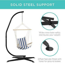 Load image into Gallery viewer, Best Choice Products Metal Hanging Hammock C-Stand for Chair, Porch Swing w/Weather-Resistant Finish, Offset Base, 360-Degree Rotation
