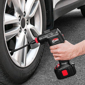 Ontel Air Hawk Pro Automatic Cordless Tire Inflator Portable Air Compressor, Easy to Read Digital Pressure Gauge, Built In LED Light