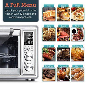 COSORI CO130-AO Air Fryer Toaster Oven Combo 12-in-1 Countertop Rotisserie & Dehydrator for Chicken, Pizza, 100 Recipes & 6 Accessories Included, 30L, Silver