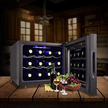 Load image into Gallery viewer, 12 Bottle Wine Cooler Refrigerator- Freestanding Wine Cellar for Red, White, Champagne or Sparkling Wine,Compressor Wine Chiller Digital Temperature Control Fridge Glass Door - Black
