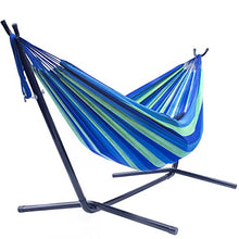 Load image into Gallery viewer, Sorbus® Double Hammock with Steel Stand Two Person Adjustable Hammock Bed - Storage Carrying Case Included (Blue/Green)
