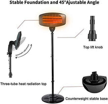 Load image into Gallery viewer, Electric Outdoor Patio Heater - 3 Power Levels Outdoor Heater for 650/1350W/2000W Infrared Carbon Tube Heater Overheat Protection &amp;Tip-Over Shut Off Home Freestanding Space Heater for Courtyard
