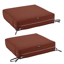 Load image into Gallery viewer, Classic Accessories Montlake Water-Resistant 21 x 21 x 5 Inch Square Outdoor Seat Cushion, Patio Furniture Chair Cushion, Heather Henna Red

