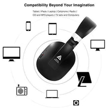 Load image into Gallery viewer, ARTISTE Wireless TV Headphones Over Ear Headsets - Digital Stereo Headsets with 2.4GHz RF Transmitter, Charging Dock, 100ft Wireless Range and Rechargeable 20 Hour Battery, Black
