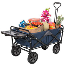 Load image into Gallery viewer, Mac Sports Collapsible Outdoor Utility Wagon with Folding Table and Drink Holders, Blue

