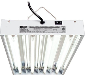 Hydrofarm Agrobrite FLT24 T5 Fluorescent, 2 Foot, 4 Tube Grow Light System, 2-Feet, White