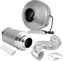 Load image into Gallery viewer, iPower 4 Inch 190 CFM Duct Inline Fan with 4" Filter 8 Feet Ducting Combo for Grow Tent Ventilation, Silver
