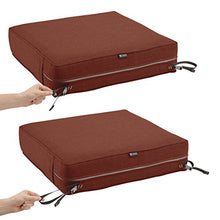 Load image into Gallery viewer, Classic Accessories Montlake Water-Resistant 21 x 21 x 5 Inch Square Outdoor Seat Cushion, Patio Furniture Chair Cushion, Heather Henna Red
