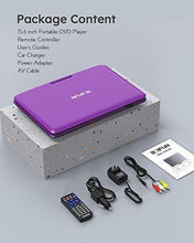 Load image into Gallery viewer, 17.5&quot; Portable DVD Player with 15.6&quot; Large HD Screen, 6 Hours Rechargeable Battery, Support USB/SD Card/Sync TV and Multiple Disc Formats, High Volume Speaker, Purple
